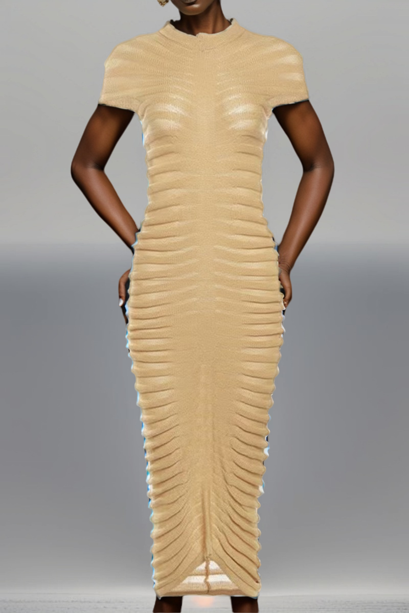 Sheer-Insert Fitted Dress