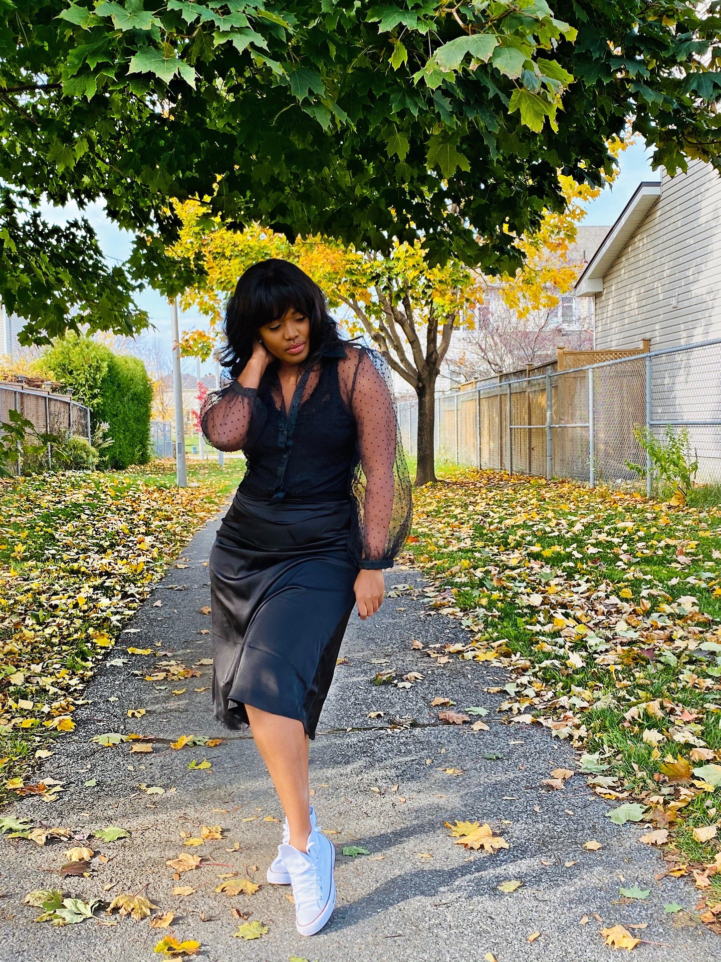 Satin Midi black Skirt - Mylittlesisterskloset