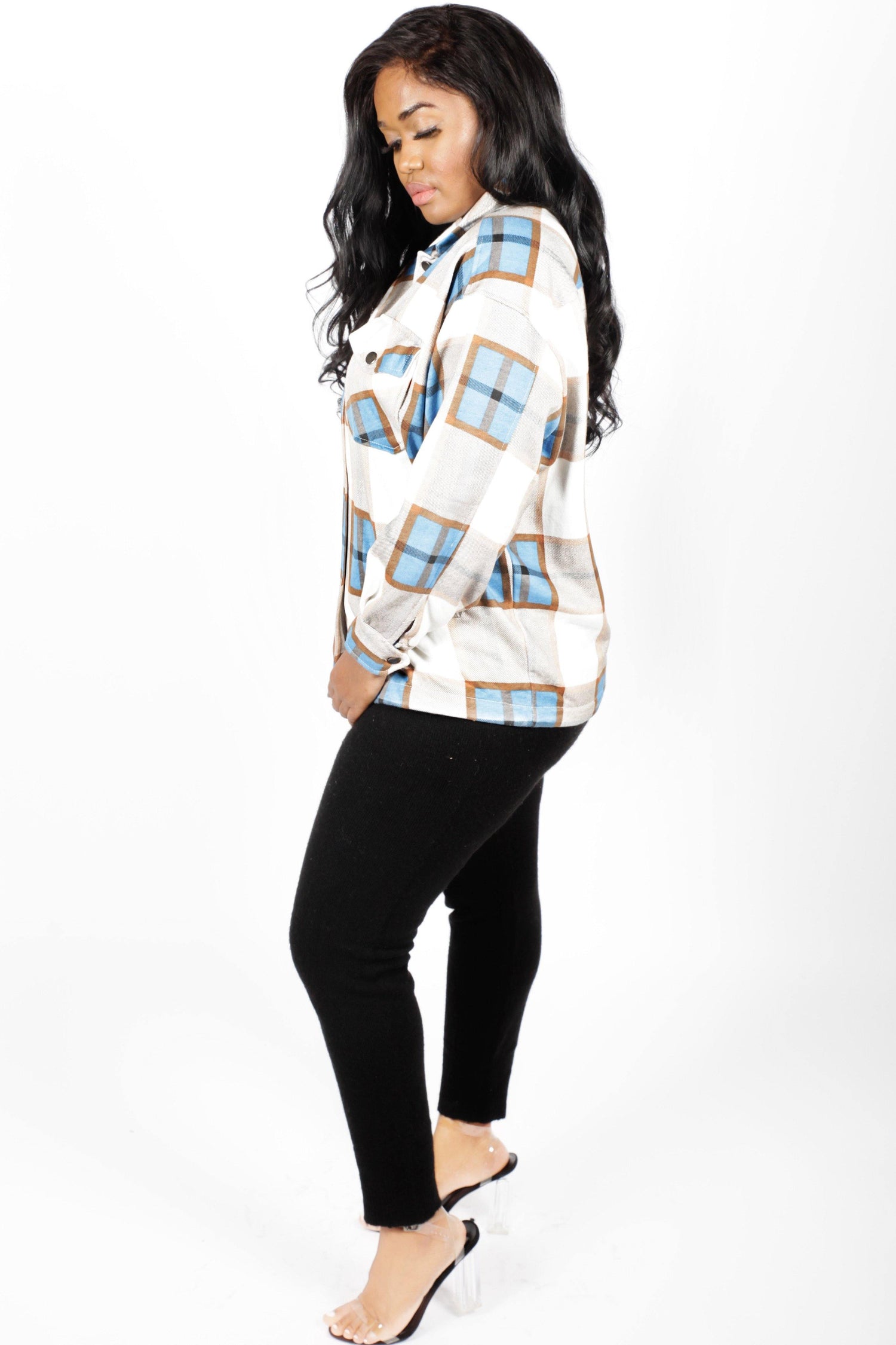 Classic Thick Colour Block Checked Shirt Jackets Shacket - Mylittlesisterskloset