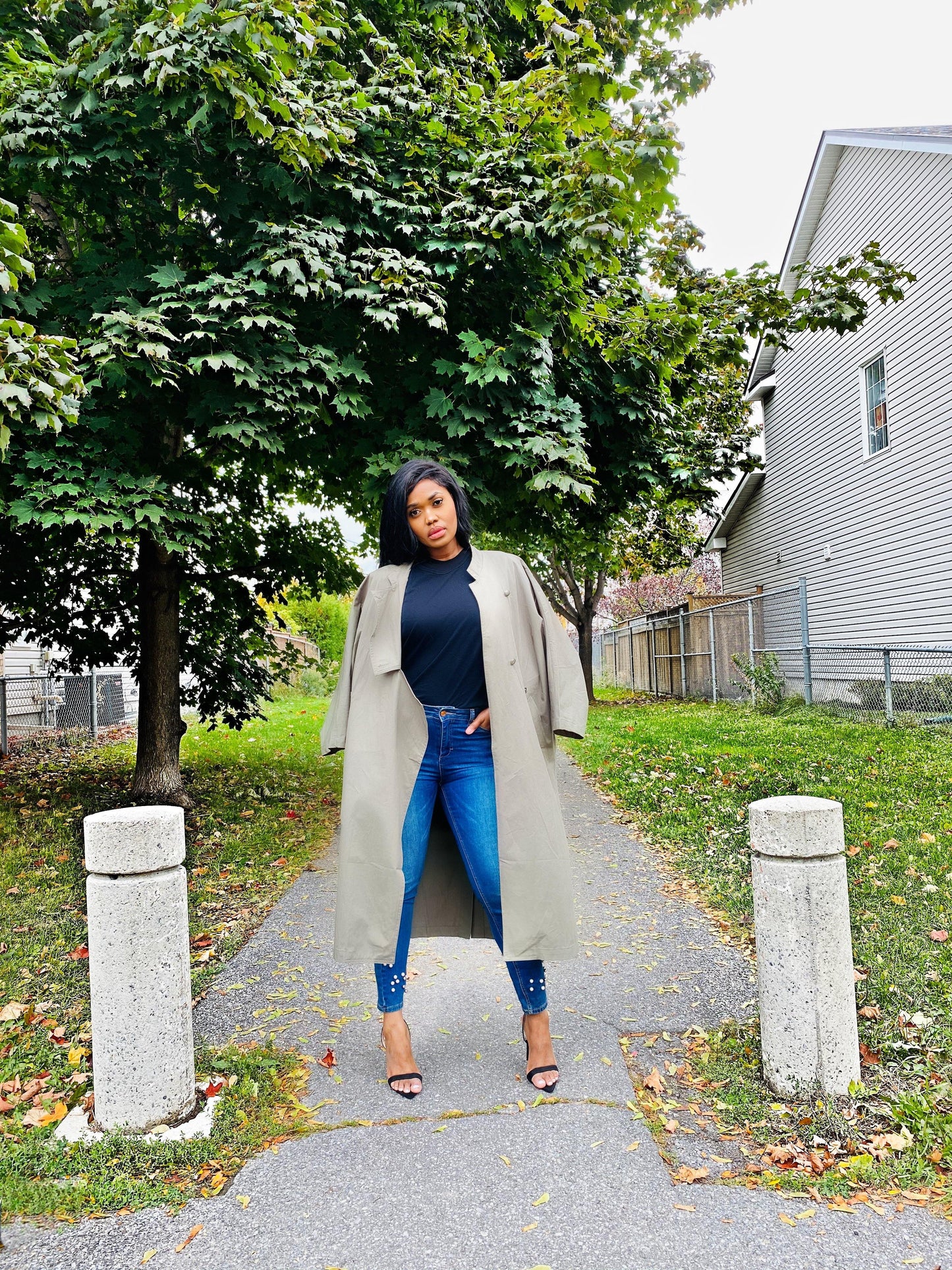 Oversized Woven Long Trench Coat - Mylittlesisterskloset