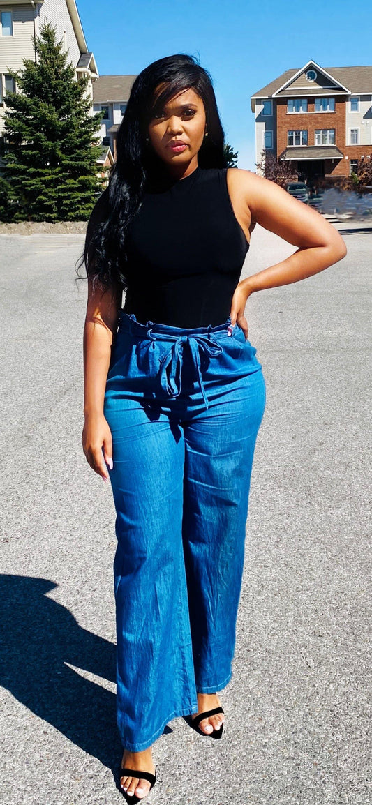 High waist wide denim pants - Mylittlesisterskloset