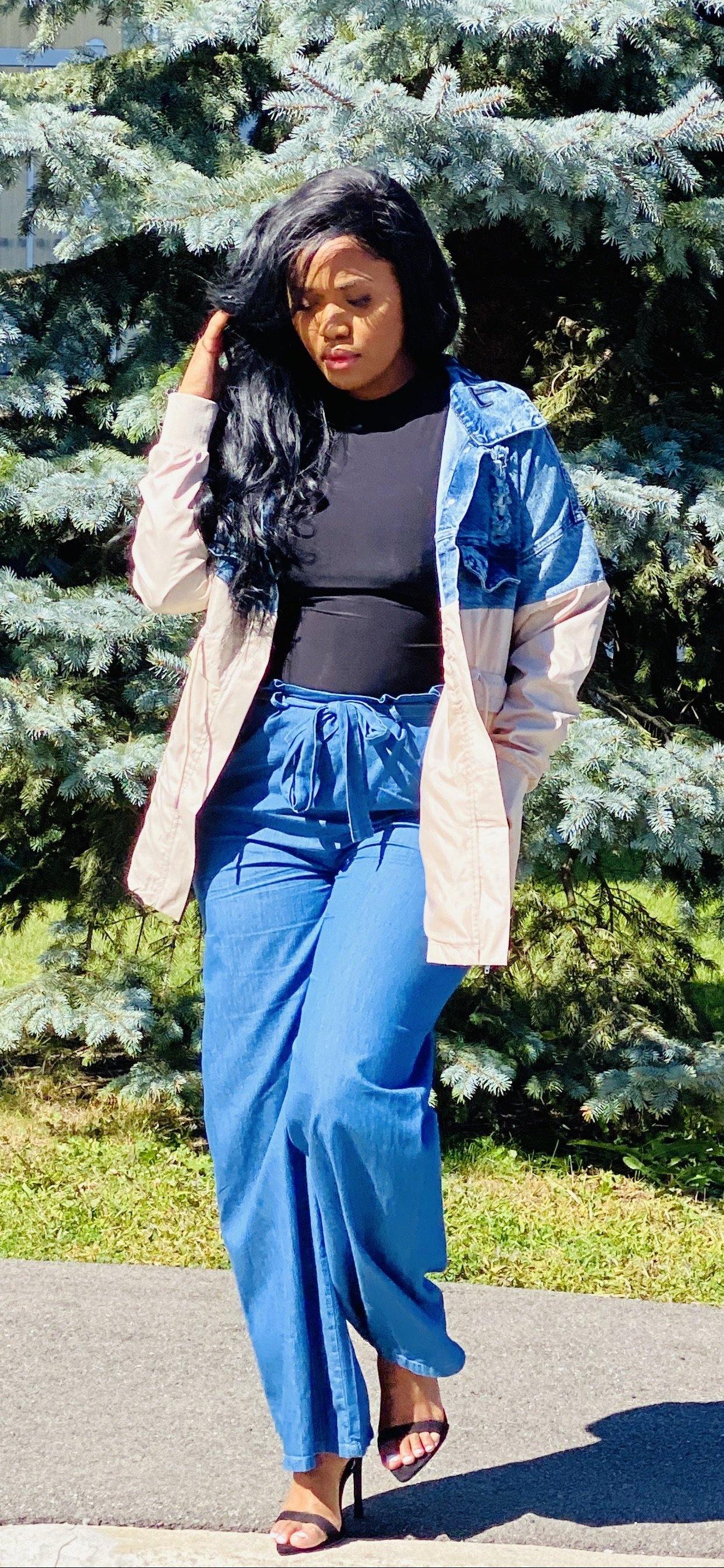High waist wide denim pants - Mylittlesisterskloset