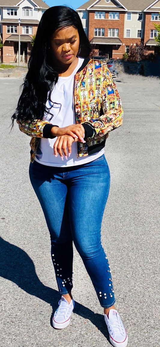Divinity Print Bomber Jacket - Mylittlesisterskloset