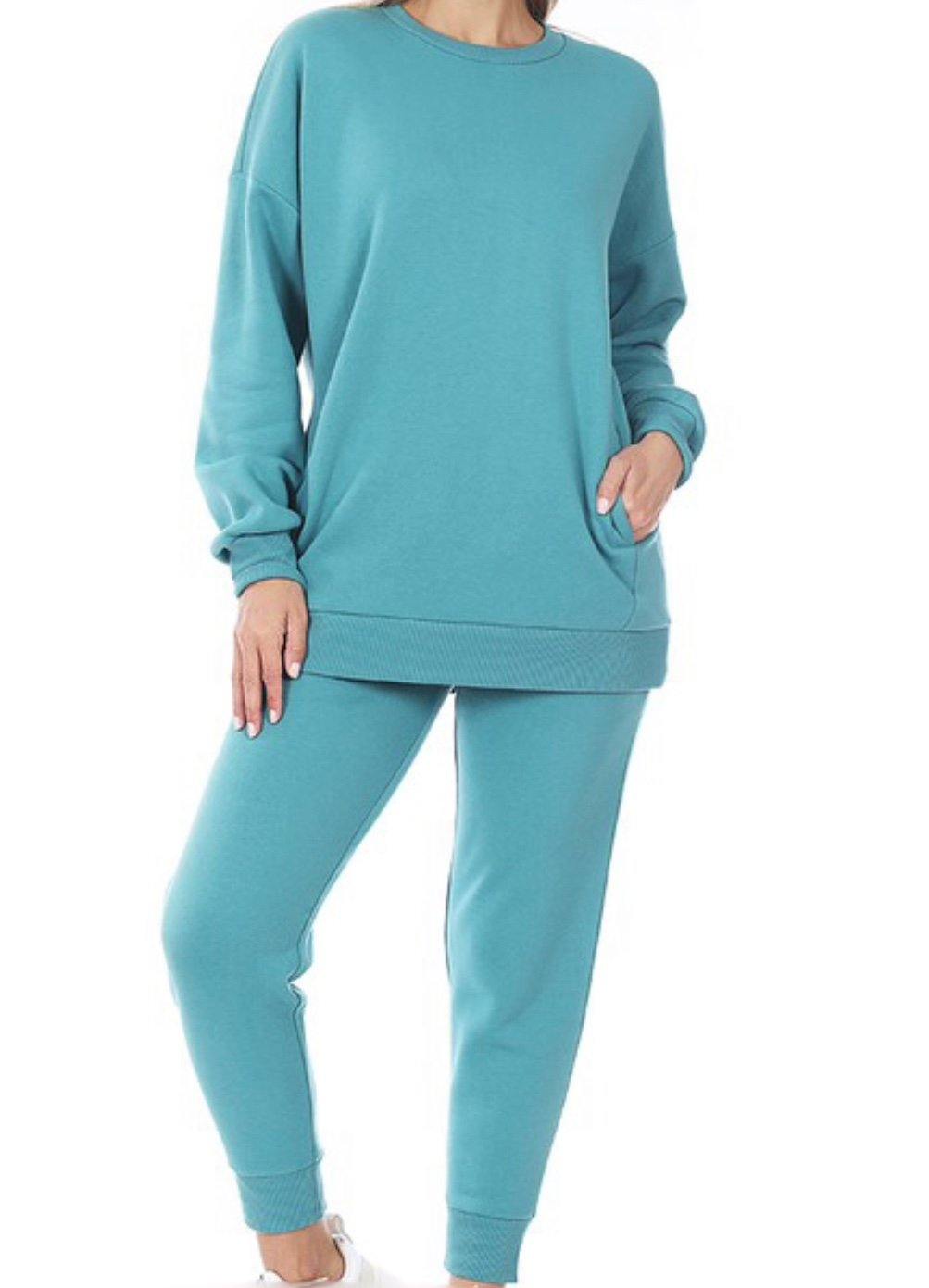BALLOON SLEEVE SWEATSHIRT & SWEATPANTS SET - Mylittlesisterskloset