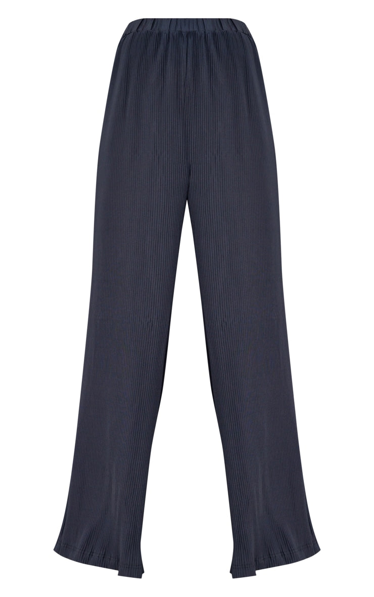 Hot Pink Plisse High Waisted Wide Leg Pants