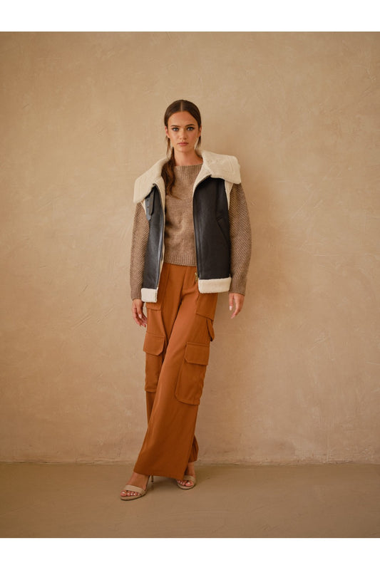 Faux leather with fleece lining vest