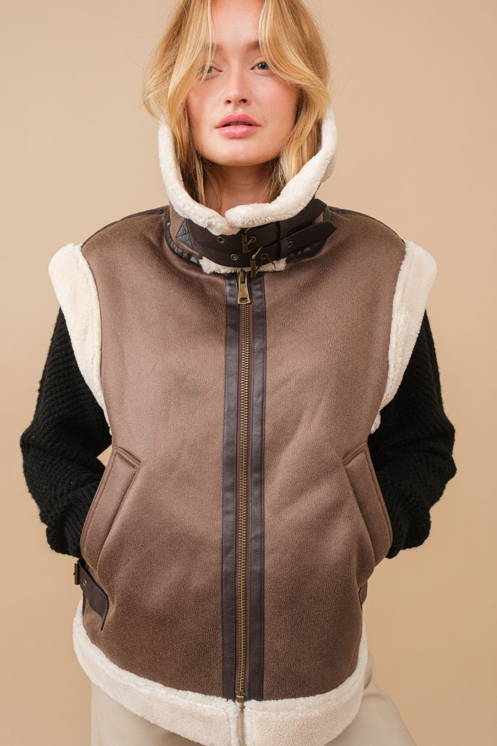 Faux leather with fleece lining vest