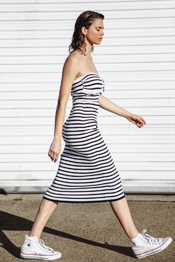 Strapless Knit Midi Dress