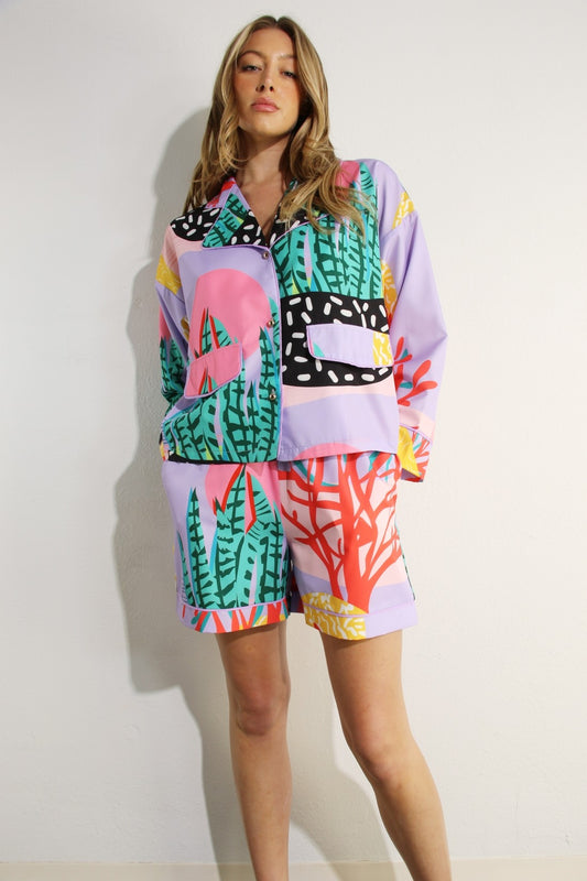 Collard Shirts And Shorts Set