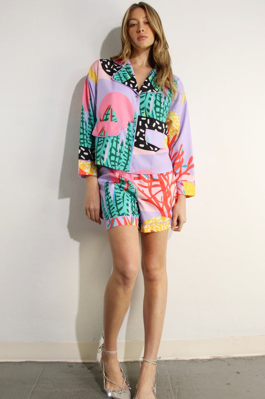 Collard Shirts And Shorts Set