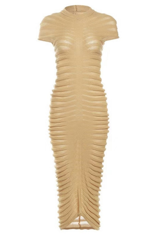 Sheer-Insert Fitted Dress