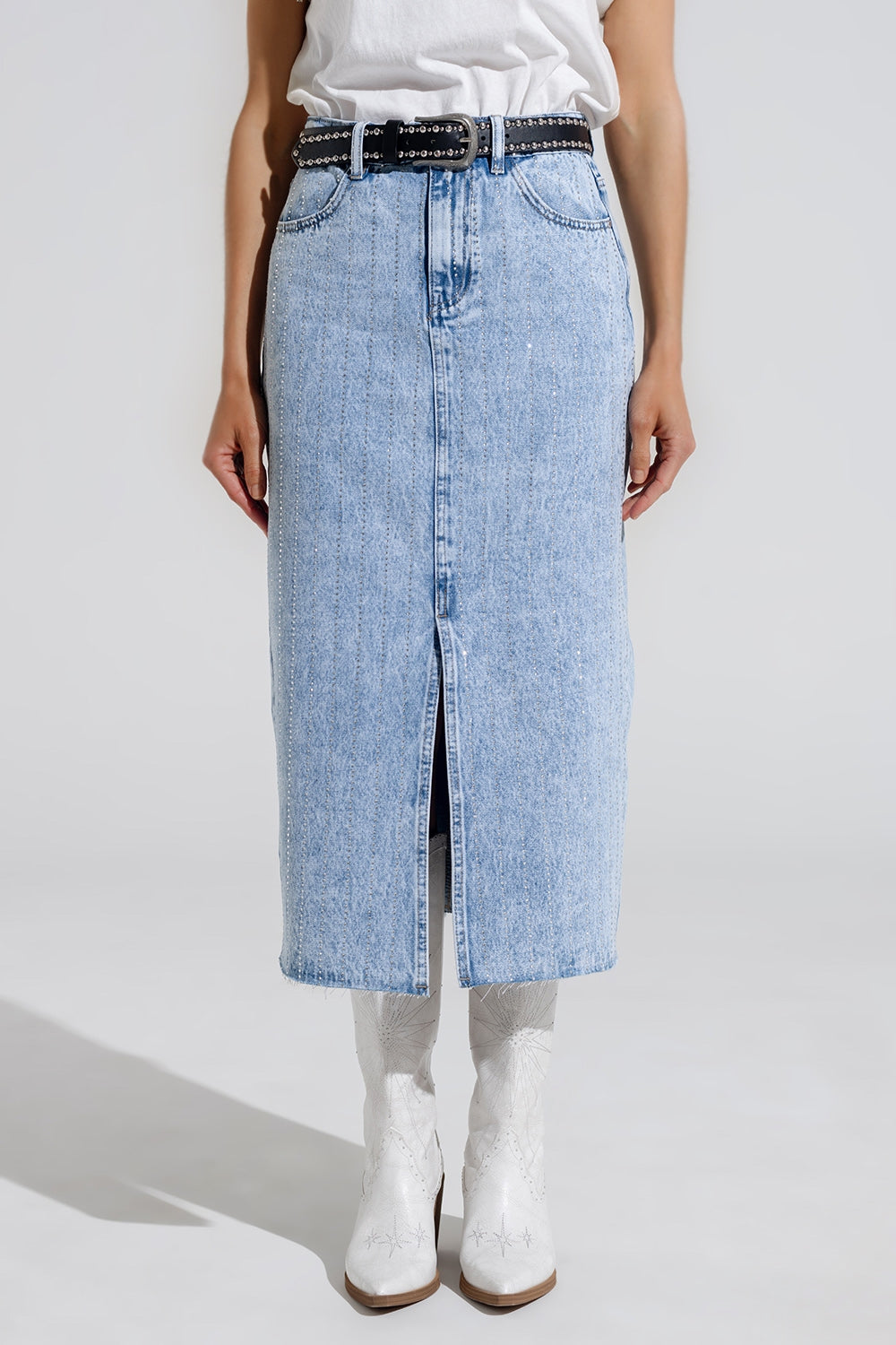 Light Denim Midi Skirt