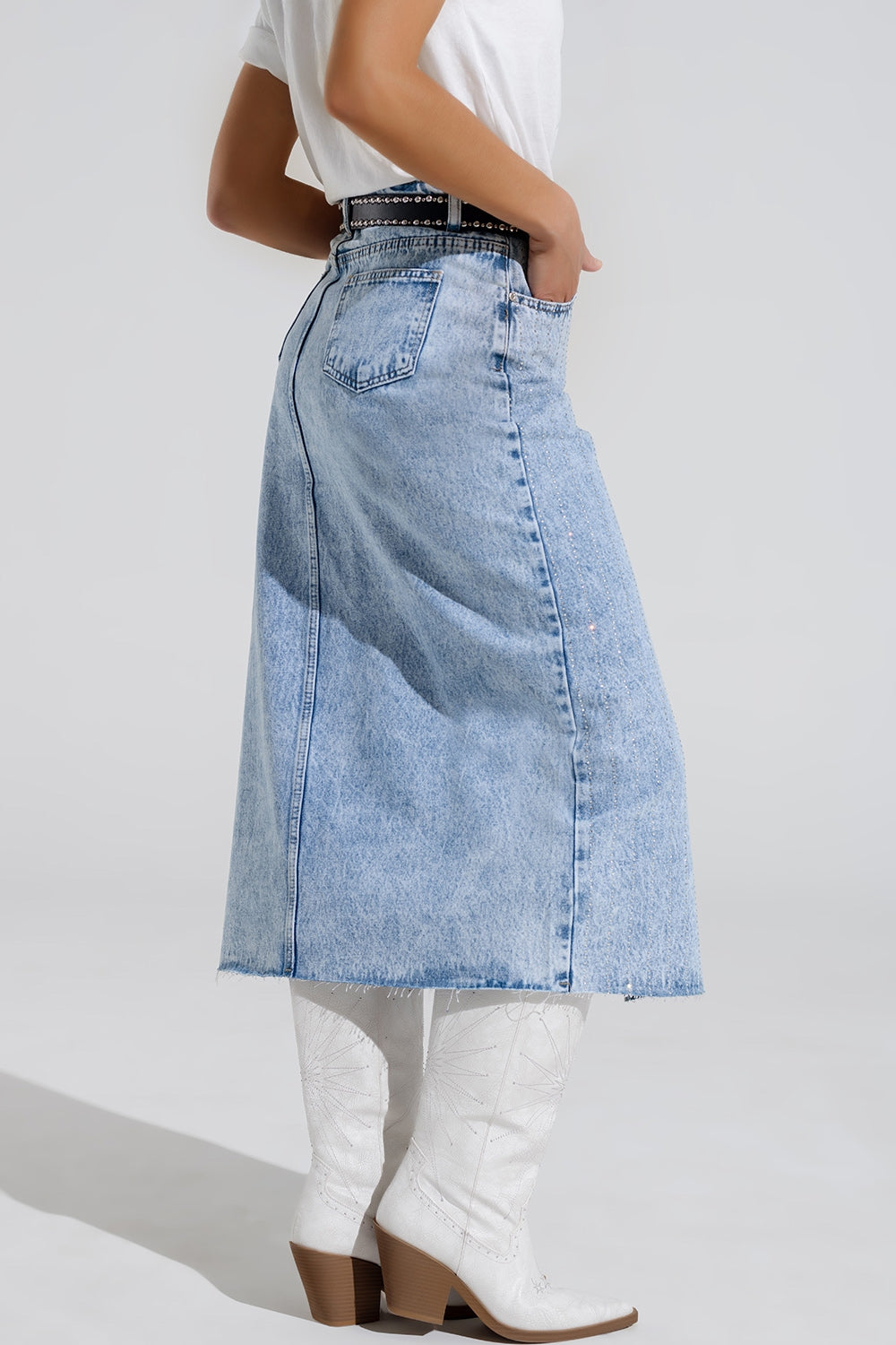 Light Denim Midi Skirt