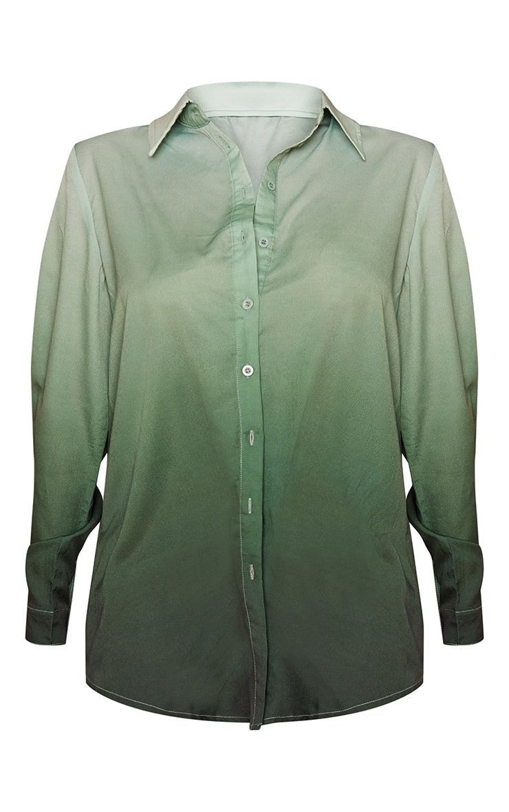Green Ombre Printed Oversized Shirt