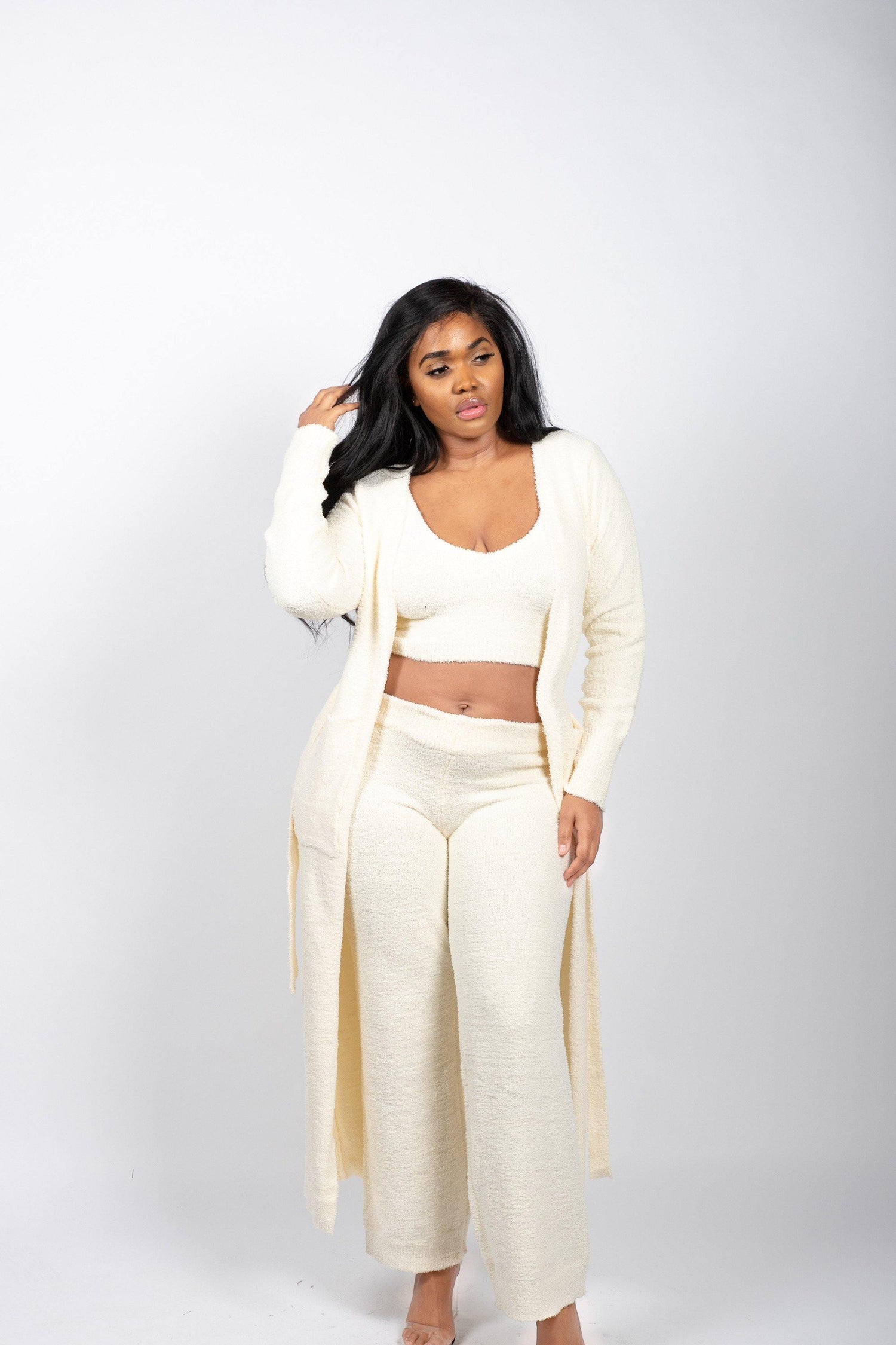 Cozy Knit Pants Set in Cream