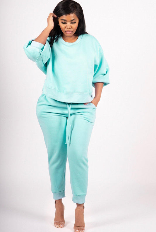 BALLOON SLEEVE SWEATSHIRT & SWEATPANTS SET - Mylittlesisterskloset