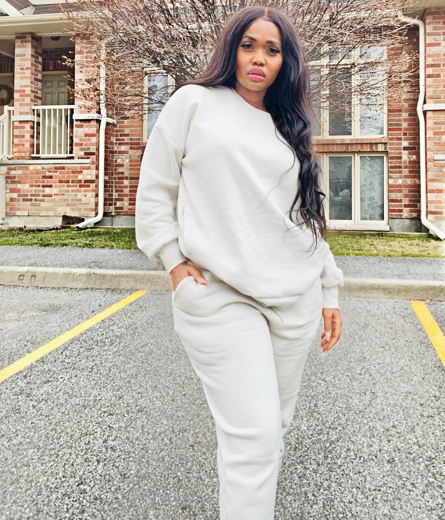 BALLOON SLEEVE SWEATPANTS SET - PLUS SIZE